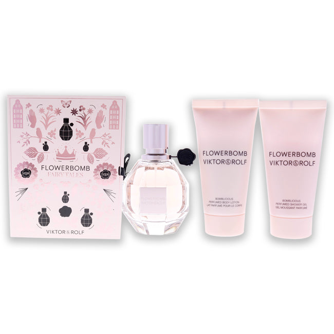 Viktor and Rolf Flowerbomb Fairy Tale by Viktor and Rolf for Women - 3 Pc Gift Set 1.7oz EDP Spray, 1.7oz Perfumed Body Lotion, 1.7oz Perfumed Shower Gel