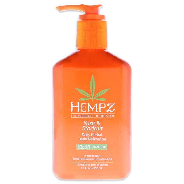 Hempz Yuzu and Starfruit Daily Herbal Body Moisturizer SPF 30 by Hempz for Unisex - 8.5 oz Moisturizer
