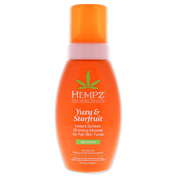 Hempz Yuzu and Starfruit Instant Sunless Bronzing Mousse for Fair Skin Tones by Hempz for Unisex - 8.5 oz Bronzer