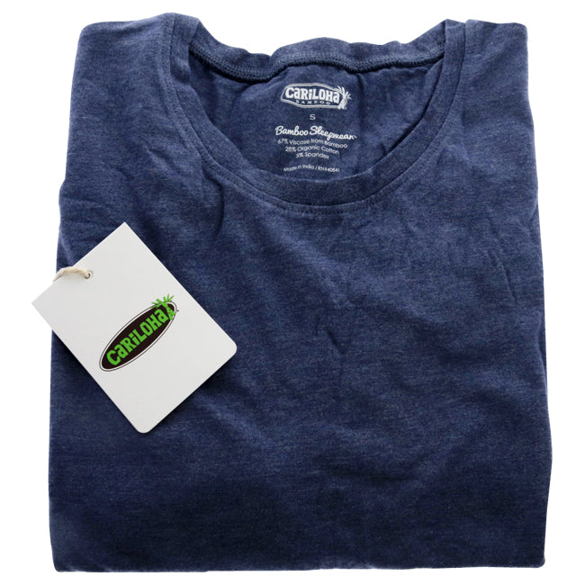 Bamboo Sleep Crew Shirt - Indigo Heather by Cariloha for Men - 1 Pc T-Shirt (S)