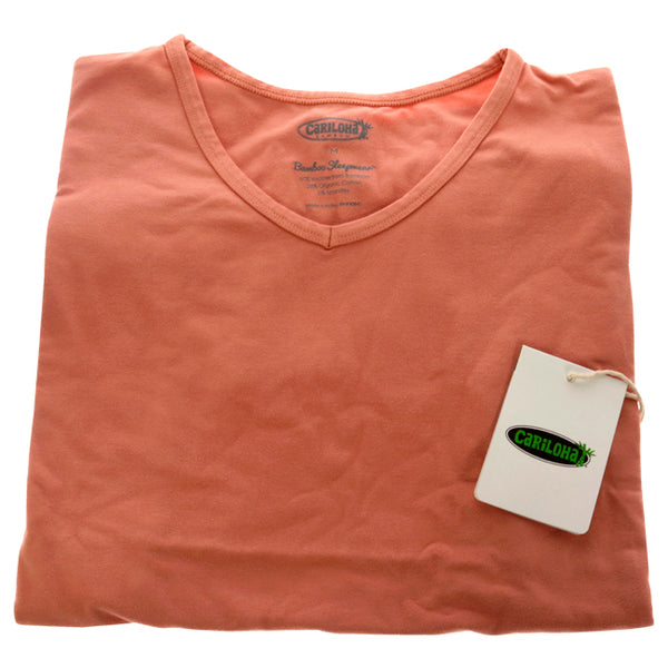 Bamboo Sleep Dolman V-Neck T-Shirt - Coral by Cariloha for Women - 1 Pc T-Shirt (M)