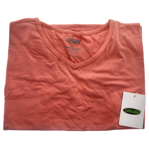 Bamboo Sleep Dolman V-Neck T-Shirt - Coral by Cariloha for Women - 1 Pc T-Shirt (XL)