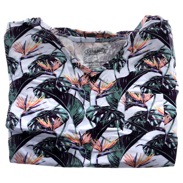 Bamboo Sleep V-Neck Shirt - Birds Of Paradise by Cariloha for Women - 1 Pc T-Shirt (XS)