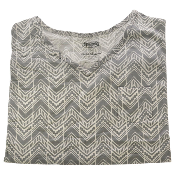 Bamboo Sleep V-Neck Shirt - Tribal Stripe by Cariloha for Women - 1 Pc T-Shirt (XS)