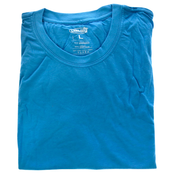 Bamboo Crew Tee - Caribbean Blue by Cariloha for Men - 1 Pc T-Shirt (L)