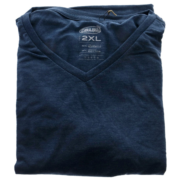 Bamboo V-Neck Tee T-Shirt - Bermuda Blue by Cariloha for Men - 1 Pc T-Shirt (2XL)