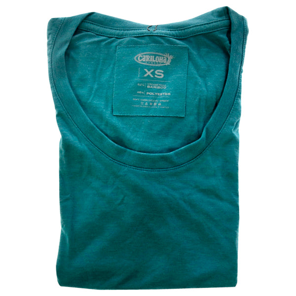 Bamboo Scoop Tee - Tropical Teal Heather by Cariloha for Women - 1 Pc T-Shirt (XS)