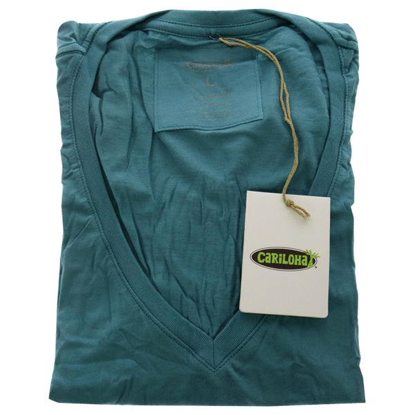 Bamboo V-Neck Tee - Tropical Teal by Cariloha for Women - 1 Pc T-Shirt (L)