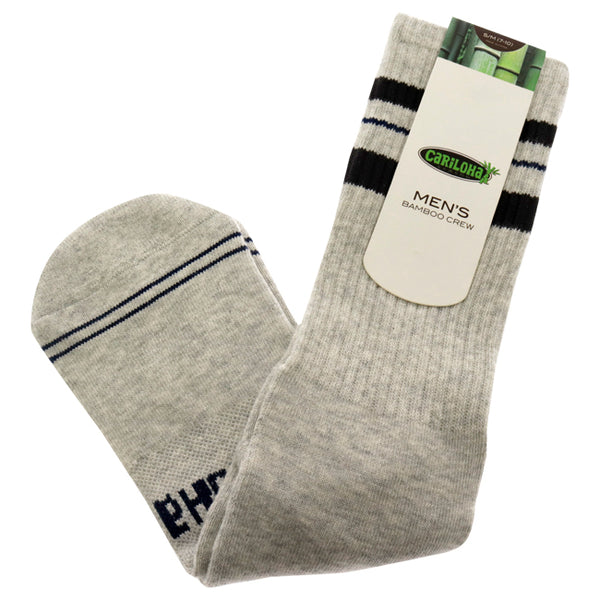 Cariloha Bamboo Striped Crew Socks - Heather Gray by Cariloha for Men - 1 Pair Socks (S/M)