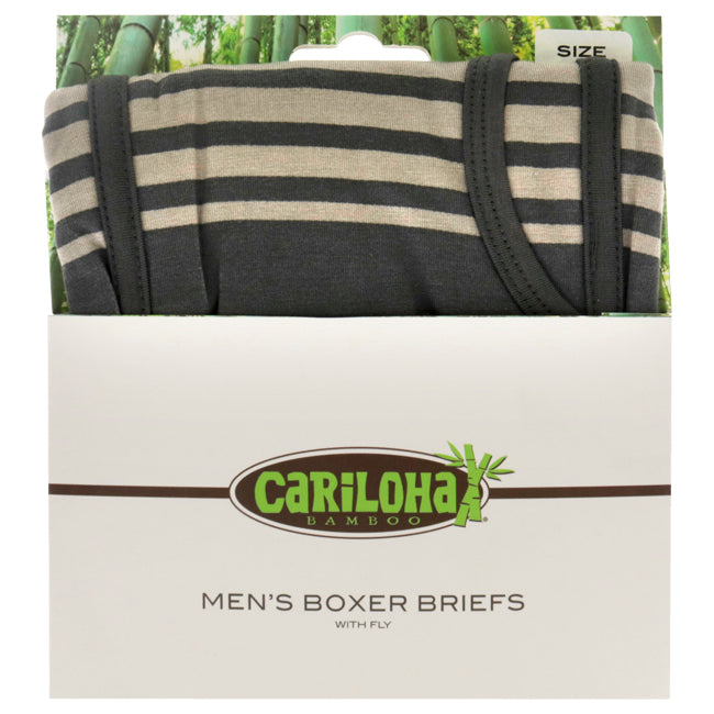 Bamboo Boxer Briefs - Shoreline Gray Stripe by Cariloha for Men - 1 Pc Boxer (XL)