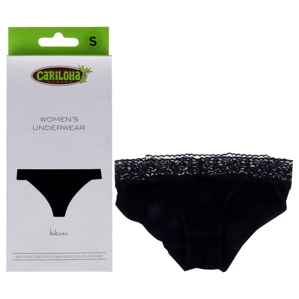 Bamboo Lace Bikini - Black by Cariloha for Women - 1 Pc Underwear (S)