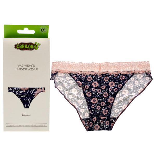 Bamboo Lace Bikini - Navy Floral by Cariloha for Women - 1 Pc Underwear (2XL)