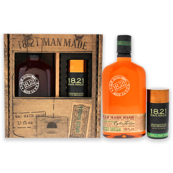 18.21 Man Made Man Made Set - Spiced Vanilla by 18.21 Man Made for Men - 2 Pc 18oz Man Made Wash 3-In-1 Shampoo, Condition and Body Wash, 2.6oz Deodorant Stick