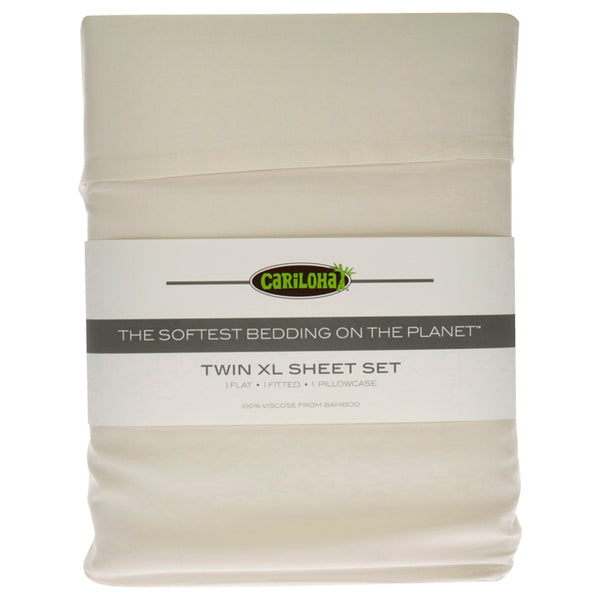 Classic Bamboo Bed Sheet Set - Ivory-Twin XL by Cariloha for Unisex - 4 Pc Flatt Sheet, Fitted Sheet, 2 Pillow Cases