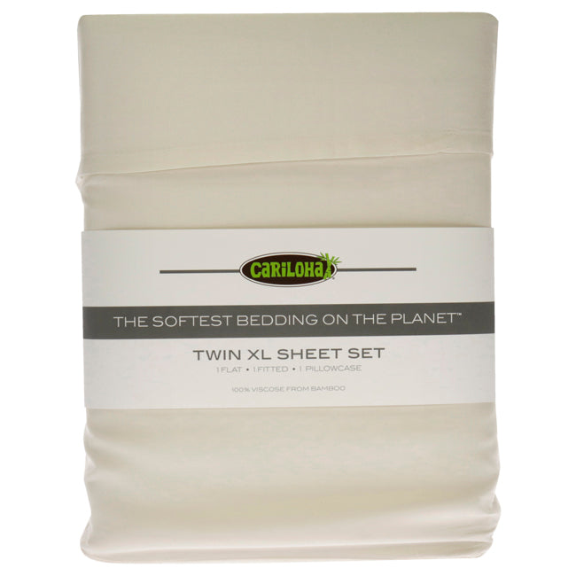 Classic Bamboo Bed Sheet Set - Ivory-Twin XL by Cariloha for Unisex - 4 Pc Flatt Sheet, Fitted Sheet, 2 Pillow Cases