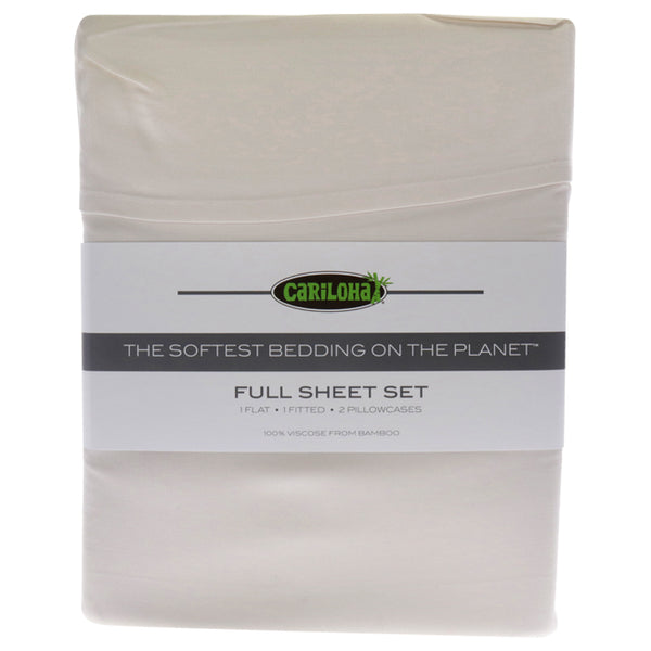 Classic Bamboo Bed Sheet Set - Ivory-Full by Cariloha for Unisex - 4 Pc Flatt Sheet, Fitted Sheet, 2 Pillow Cases