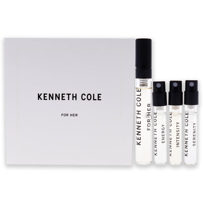 Kenneth Cole Kenneth Cole For Her by Kenneth Cole for Women - 4 Pc Gift Set 0.13oz EDP Spray Vial Mini, 0.5 oz Serenity EDT Spray Vial MIni, 0.5 oz Energy EDT Spray Vial MIni, 0.5 oz Intensity EDT Spray Vial Mini