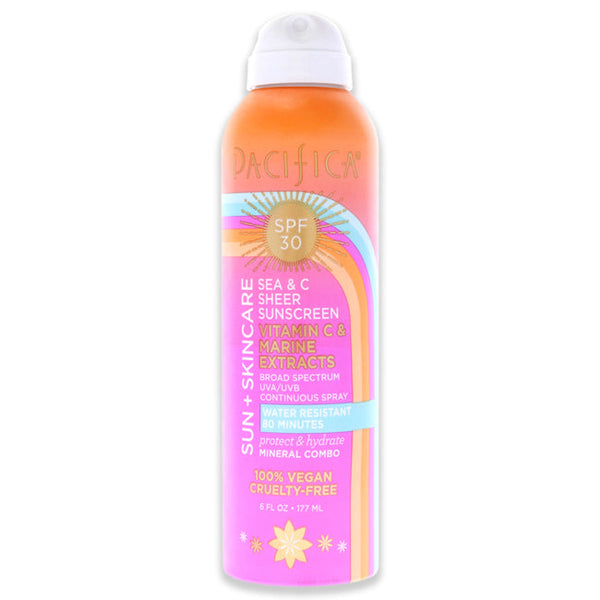 Pacifica Sea and C Sheer Sunscream Spray SPF 30 by Pacifica for Unisex - 6 oz Spray