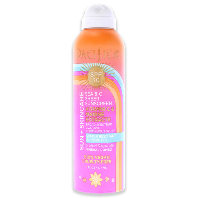 Pacifica Sea and C Sheer Sunscream Spray SPF 30 by Pacifica for Unisex - 6 oz Spray