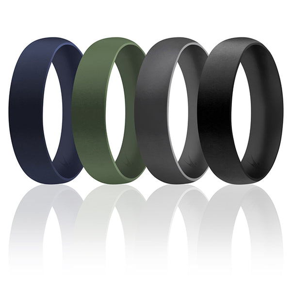 Silicone Wedding 6mm Smooth Ring Solid Set by ROQ for Men - 4 x 13 mm Ring
