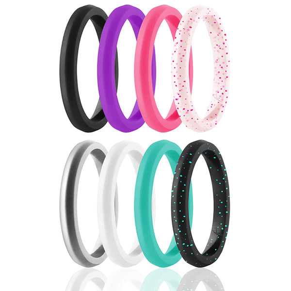 Silicone Wedding Stackble Point Ring Set - MultiColor by ROQ for Women - 8 x 6 mm Ring