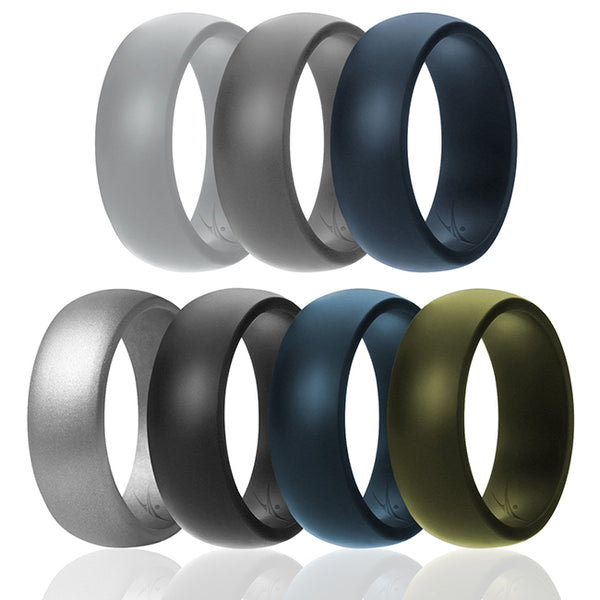 Silicone Wedding Solid Ring Set by ROQ for Men - 7 x 14 mm Ring