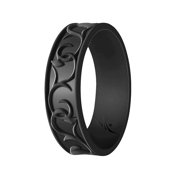 Silicone Wedding Flower Ring - Black by ROQ for Women - 7 mm Ring