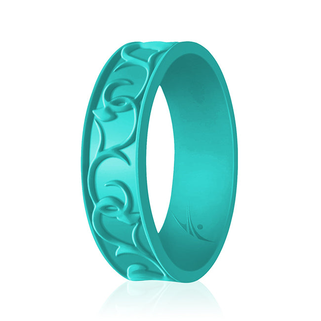 Silicone Wedding Flower Ring - Turquoise by ROQ for Women - 4 mm Ring