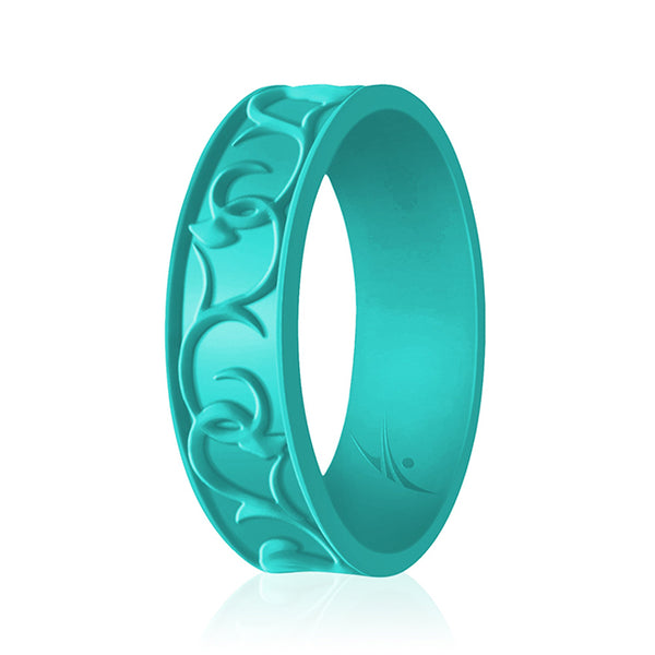 Silicone Wedding Flower Ring - Turquoise by ROQ for Women - 9 mm Ring