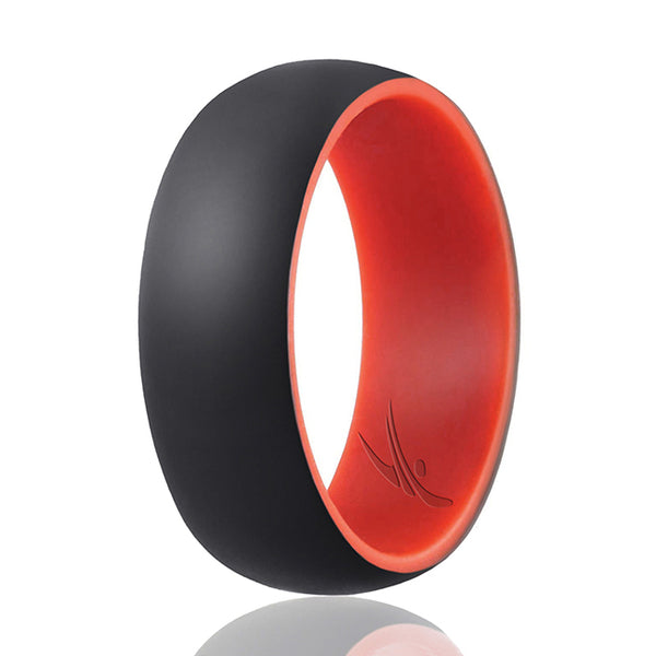 Silicone Wedding 2Layer Dome Ring - Red-Black by ROQ for Men - 13 mm Ring