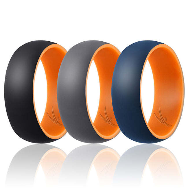Silicone Wedding 2Layer Dome Ring Set - Orange by ROQ for Men - 3 x 16 mm Ring