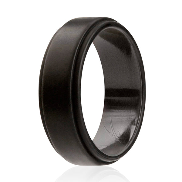 Silicone Wedding Step Single Ring - Black by ROQ for Men - 5 mm Ring