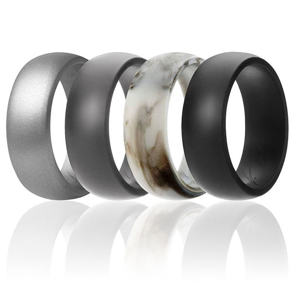 Silicone Wedding Ring Set - Marble by ROQ for Men - 4 x 11 mm Ring