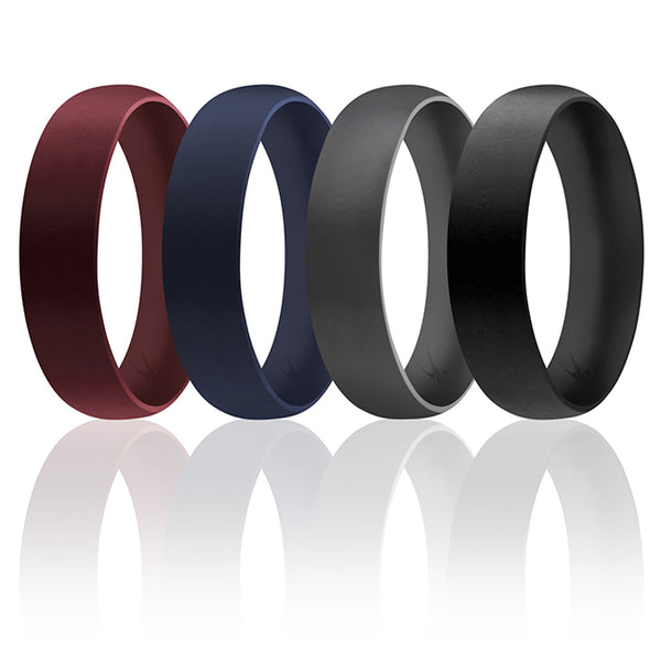 Silicone Wedding 6mm Smooth Ring Set - Bordeaux by ROQ for Men - 4 x 16 mm Ring