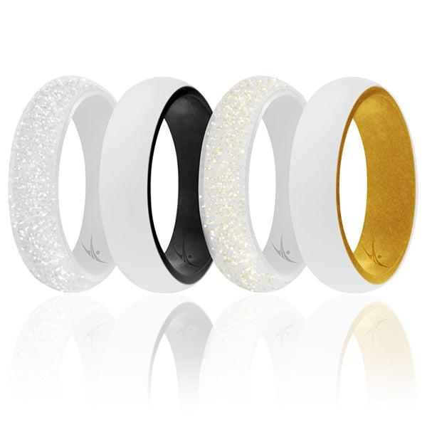 Silicone Wedding 2Layer Ring Set - Bride by ROQ for Women - 4 x 6 mm Ring