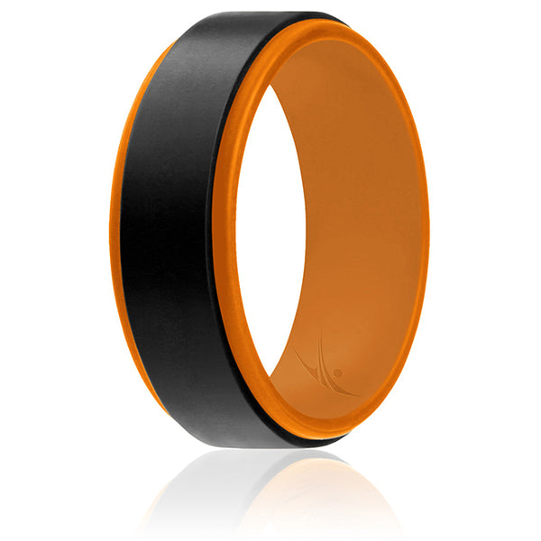 Silicone Wedding Step Ring - Orange-Black by ROQ for Men - 10 mm Ring