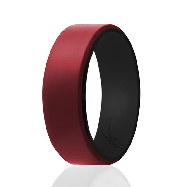 Silicone Wedding 2Layer Beveled 8mm Ring - Bordeaux by ROQ for Men - 16 mm Ring