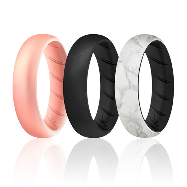 Silicone Wedding BR Solid Ring Set - Marble by ROQ for Women - 3 x 9 mm Ring