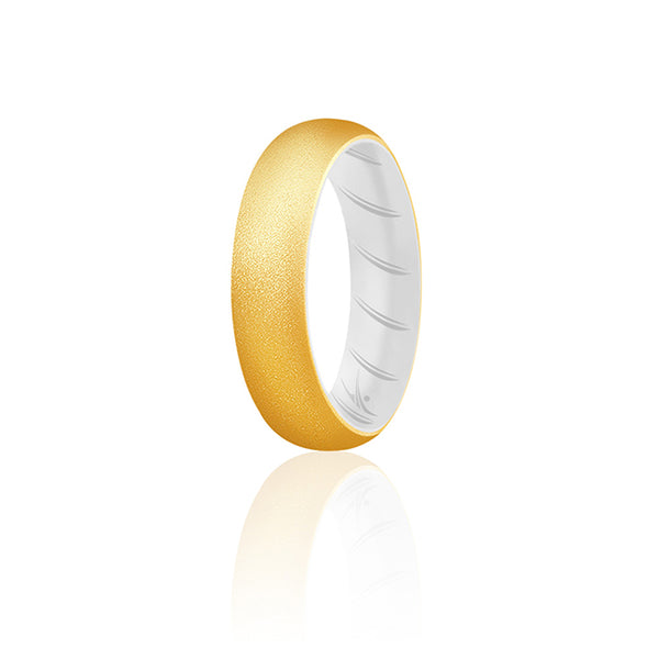 Silicone Wedding BR Solid Ring - White-Gold by ROQ for Women - 8 mm Ring