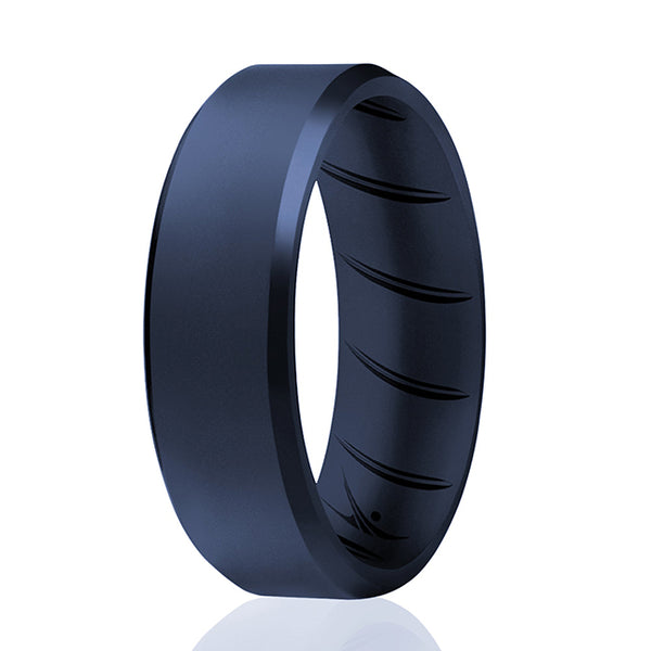Silicone Wedding BR 8mm Edge Ring - Basic-Blue by ROQ for Men - 12 mm Ring