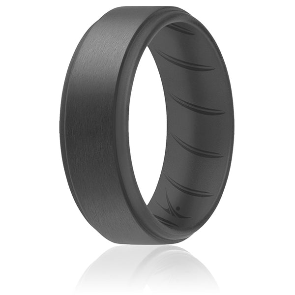 Silicone Wedding BR Step Ring Set - Basic-Grey by ROQ for Men - 15 mm Ring