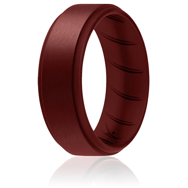 Silicone Wedding BR Step Ring Set - Basic-Bordo by ROQ for Men - 9 mm Ring