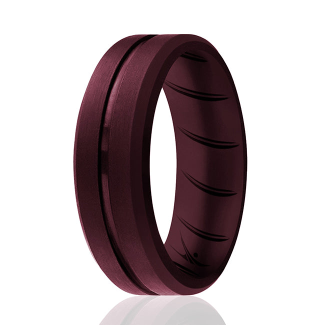 Silicone Wedding BR Middle Line Ring - Basic-Bordo by ROQ for Men - 10 mm Ring