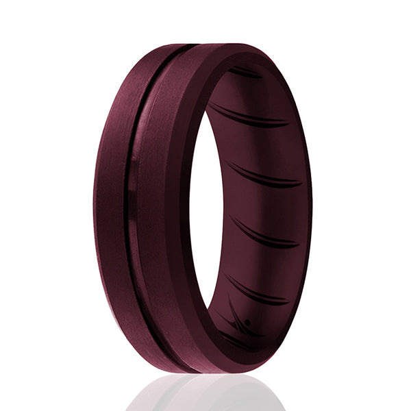 Silicone Wedding BR Middle Line Ring - Basic-Bordo by ROQ for Men - 15 mm Ring