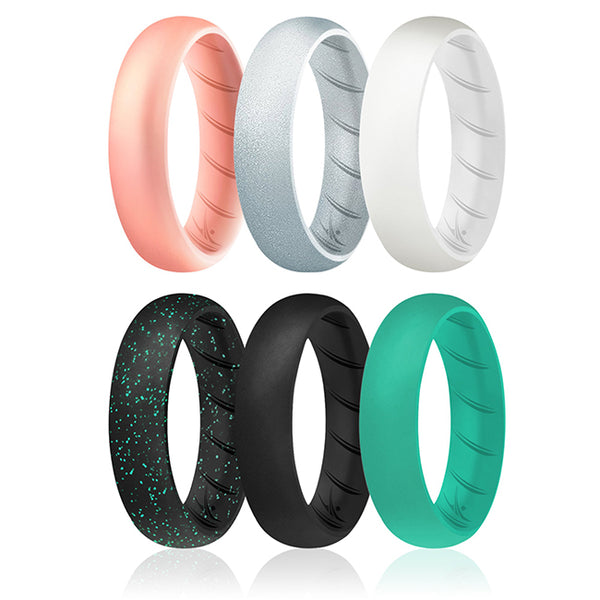 Silicone Wedding BR Solid Ring Set - Basic-Metal by ROQ for Women - 6 x 5 mm Ring