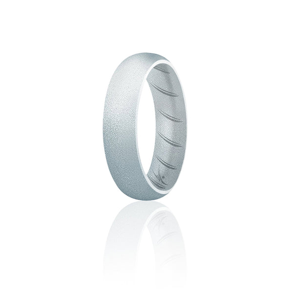 Silicone Wedding BR Solid Ring - Basic-Silver by ROQ for Women - 4 mm Ring