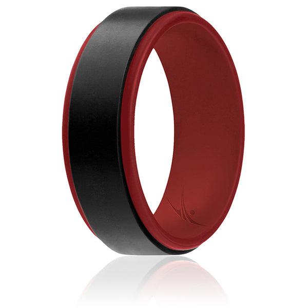 Silicone Wedding 2Layer Step Ring - Red-Black by ROQ for Men - 12 mm Ring