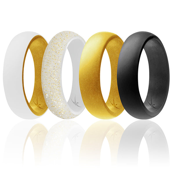 Silicone Wedding 2Layer Ring Set - Gold by ROQ for Women - 4 x 8 mm Ring