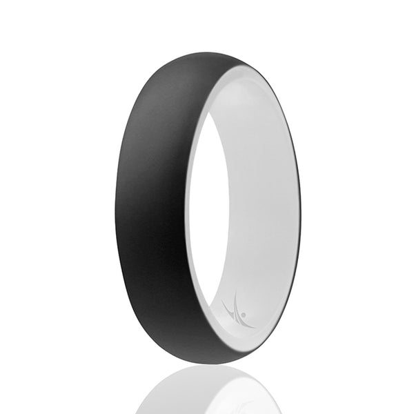 Silicone Wedding 2Layer Ring - White-Black by ROQ for Women - 4 x 9 mm Ring