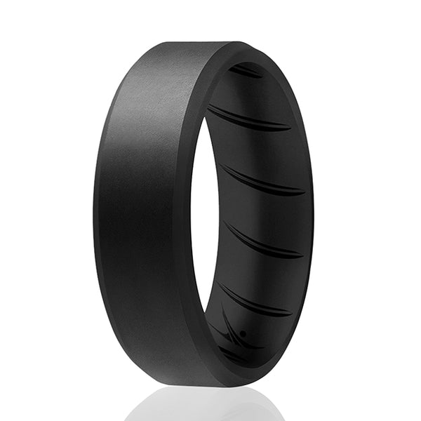 Silicone Wedding BR 8mm Edge Ring - Basic-Black by ROQ for Men - 10 mm Ring